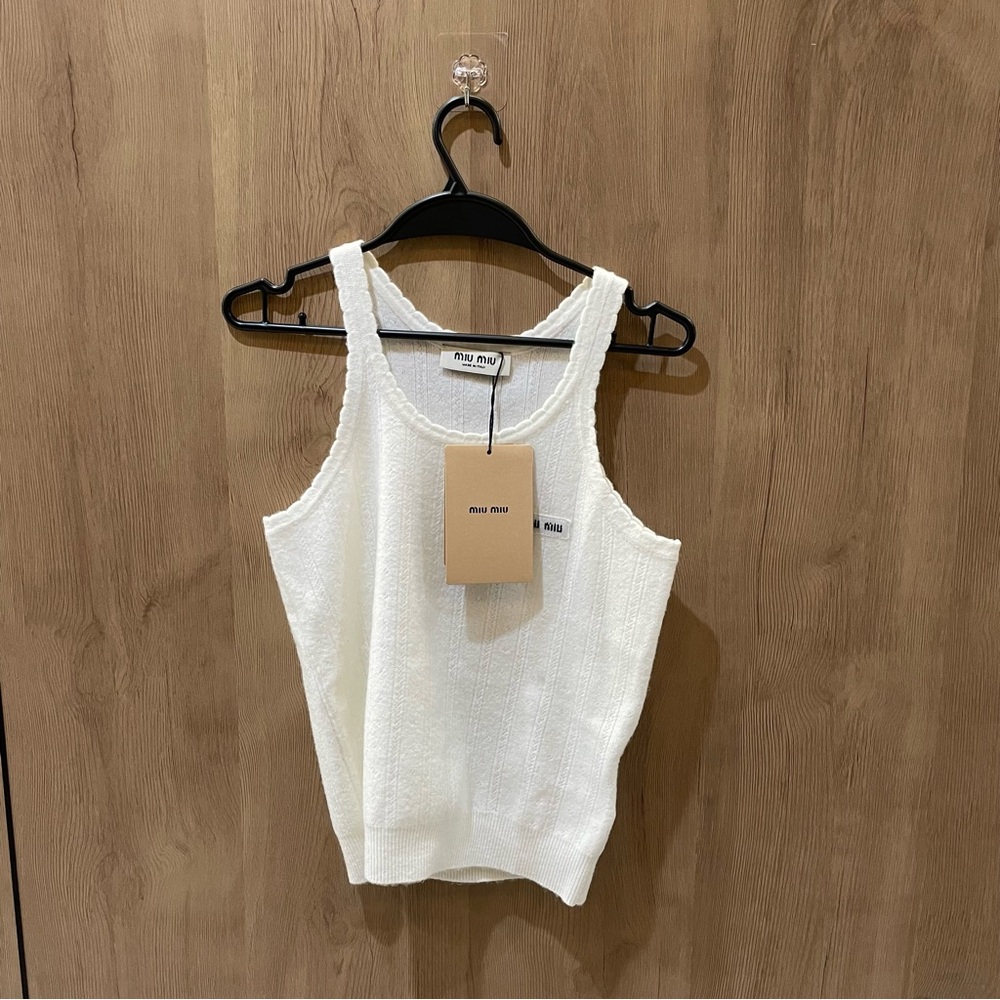 Miu Miu White Knit Tank Top - Picture 2 of 7